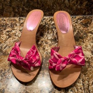 Coach pink womans sandles worn once, maybe twice size 10, great condition